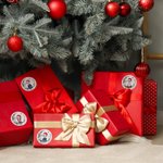 Personalized Moon Floral Santa Hat Cartoon Character Waterproof Stickers Labels with Name Gift Decor Christmas Party Favors for Family Kid