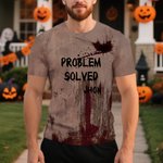 Personalised Horror Bloody Printed Soft Funny Men's T-shirt with Name and Text Trick or Treat Spooky Season Halloween Gift for Men