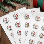 Personalized Moon Floral Santa Hat Cartoon Character Waterproof Stickers Labels with Name Gift Decor Christmas Party Favors for Family Kid