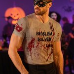 Personalised Horror Bloody Printed Soft Funny Men's T-shirt with Name and Text Trick or Treat Spooky Season Halloween Gift for Men