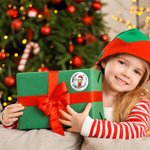 Personalized Moon Floral Santa Hat Cartoon Character Waterproof Stickers Labels with Name Gift Decor Christmas Party Favors for Family Kid