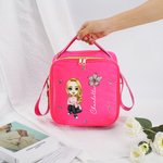 Personalized Cute Cartoon Character Birth Flower Insulated Lunch Bag with Name & Handle Portable School Travel Picnic Gift for Kids Family
