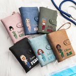 Personalizado Cartoon Character Tri-Fold PU Leather Wallet con Nombre y Ocupación Graduación Apreciación Regalo para Enfermera Médico Estudiante