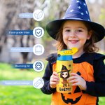 Personalisierte Cartoon-Charakter Hexe Vampir Kürbis Name 12 oz Kind isolierte Wasserflasche mit Griff und Silikon-Strohhalm Halloween Geschenk für Kinder