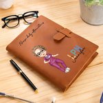 Personalised Cartoon Doctor Nurse Character PU Leather Notebook Cover with Name and Storage Pocket Nurse Week Appreciation Gift for Medical Staff