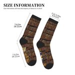 Personalised Vintage Bookshelf Cartoon Reading Character Soft Mid-Calf Socks with Name and Text Birthday Gift for Book Lovers Bookworms