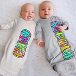 Chemise d'enfant personnalisée avec nom en coton Paisley Doodle Letter Cadeau d'anniversaire de douche de bébé pour nourrisson