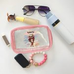 Borsa da trucco personalizzata trasparente impermeabile con nome e disegno ragazza alla moda regalo per compleanni vacanze per ragazze o donne