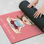 Henkilökohtainen Cartoon Yoga Character Super imukykyinen joogamatto nimellä ja tekstillä Urheilutarvikkeet Syntymäpäivälahja naisille Joogan ystäville