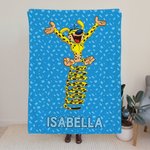 Personalised Cute Tail-Bouncing Marsupilami Soft Throw Blanket with Name Home Decor Birthday Christmas Gift for Kids | Callie × Marsupilami®