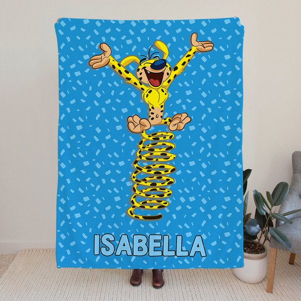 Personalised Cute Tail-Bouncing Marsupilami Soft Throw Blanket with Name Home Decor Birthday Christmas Gift for Kids | Callie × Marsupilami®