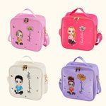 Personalized Cute Cartoon Character Birth Flower Insulated Lunch Bag with Name & Handle Portable School Travel Picnic Gift for Kids Family