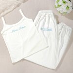 Gepersonaliseerd Multicolor Geborduurd Vest Sweatbroek Set met Naam en Datum Verjaardag Bruiloft Party Gift voor Vrouwen Meisjes