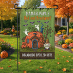 Drapeau de jardin personnalisé Halloween Fantôme Citrouille avec 1-10 Nom et Titre Halloween Family Party Gift for Family Children