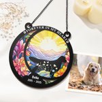Personalized Pet Silhouette Stained Glass Effect Acrylic Window Suncatcher with Title Name and Date Birthday Memorial Gift for Cat Dog Lovers