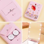 Personalisierte Aquarell Ballett Mädchen Geburt Blume LED doppelseitige kompakte Make-up-Spiegel mit Namen Reise-Accessoires Geburtstagsgeschenk für Ballerina