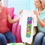 Chemise d'enfant personnalisée avec nom en coton Paisley Doodle Letter Cadeau d'anniversaire de douche de bébé pour nourrisson