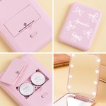 Specchio da trucco compatto pieghevole a LED con fiocco personalizzato con nome Accessori da viaggio Regalo di compleanno per donne ragazze