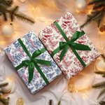 Personalized Toile De Jouy Santa Claus Wrapping Paper with Name Christmas Gift for Family Friends