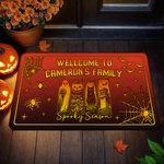 Personlig Välkommen till någons familj Ghost Black Cat Pumpkin Dörrmatta med namn Heminredning Halloween Present till familj vänner