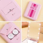 Personalisierte Schatten Monogramm Streifen LED doppelseitige faltbare kompakte Make-up-Spiegel mit anfänglichen Reise-Zubehör Geburtstag Geschenk für Brautjungfer Frauen