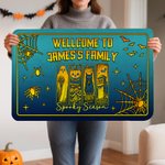 Personlig Välkommen till någons familj Ghost Black Cat Pumpkin Dörrmatta med namn Heminredning Halloween Present till familj vänner