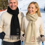 Écharpe Douce Personnalisée avec Nom et Portrait Photo Brodés Accessoire d'Hiver Cadeau d'Anniversaire de Noël pour la Famille et les Amis