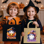 Personalizado lindo fantasma y la calabaza de gran capacidad bolsa de asas con el nombre de Halloween Fiesta de Regalo para Niños Niñas