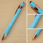 Set di penne a sfera personalizzate multicolore con incisione di qualsiasi icona 5 pezzi con stilo e testo Regalo di laurea per colleghi e amici