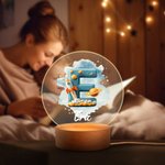 Spersonalizowana lampka nocna LED z imieniem i nazwiskiem Fantasy Nebula Rocket Planet z drewnianą podstawą Dekoracja pokoju Baby Shower Prezent urodzinowy dla dziecka Nowa mama