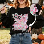 Personalisiertes Halloween T-Shirt Sweatshirt im Preppy-Coquette-Stil mit Initiale Party Geschenk für Familie Freunde