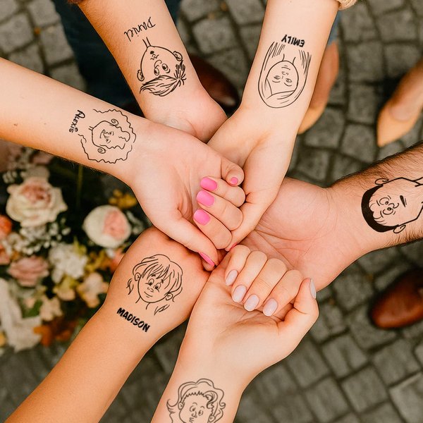 Personalized Comic Style Cartoon Avatar Tattoo Stickers with Name Party Birthday Gift for Women Men