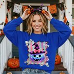 Personalisiertes Halloween T-Shirt Sweatshirt im Preppy-Coquette-Stil mit Initiale Party Geschenk für Familie Freunde