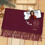 Écharpe Douce Personnalisée avec Nom et Portrait Photo Brodés Accessoire d'Hiver Cadeau d'Anniversaire de Noël pour la Famille et les Amis