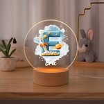 Spersonalizowana lampka nocna LED z imieniem i nazwiskiem Fantasy Nebula Rocket Planet z drewnianą podstawą Dekoracja pokoju Baby Shower Prezent urodzinowy dla dziecka Nowa mama