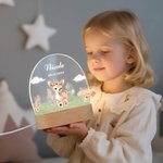 Spersonalizowana lampka nocna LED Bear Fox Cute Animal z drewnianą podstawą i imieniem Dekoracja przedszkola Prezent urodzinowy Baby Shower dla dziewczynek i chłopców