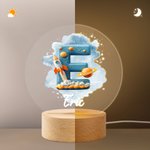 Spersonalizowana lampka nocna LED z imieniem i nazwiskiem Fantasy Nebula Rocket Planet z drewnianą podstawą Dekoracja pokoju Baby Shower Prezent urodzinowy dla dziecka Nowa mama