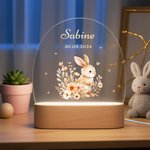 Spersonalizowana lampka nocna LED Bear Fox Cute Animal z drewnianą podstawą i imieniem Dekoracja przedszkola Prezent urodzinowy Baby Shower dla dziewczynek i chłopców