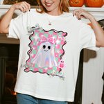 Personalisiertes Halloween T-Shirt Sweatshirt im Preppy-Coquette-Stil mit Initiale Party Geschenk für Familie Freunde