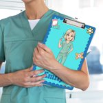 Henkilökohtainen sarjakuvahahmo Medical Tools ripustettu leikepöytä Low Profile Clip Valmistuminen arvostus lahja Sairaanhoitaja Lääkäri Medical opiskelija