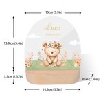 Spersonalizowana lampka nocna LED Bear Fox Cute Animal z drewnianą podstawą i imieniem Dekoracja przedszkola Prezent urodzinowy Baby Shower dla dziewczynek i chłopców