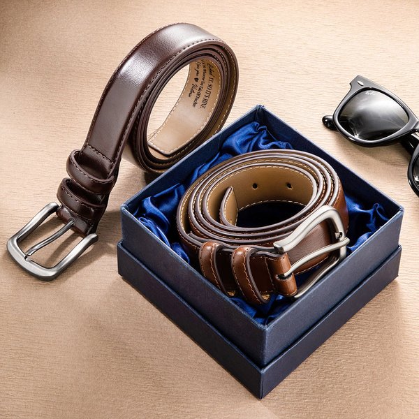 Personalized I Love You Leather Belt with Engraved Text Anniversary Valentine's Day Business Trip Accessory Gift for Men
