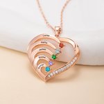 Personalisierte Herzförmige Sterling Silber Familie Halskette mit 1–6 Namen Gravuren Geburtssteinen Muttertag Geburtstag Geschenk für Mutter Oma