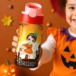 Henkilökohtainen Halloween-teema sarjakuvahahmon nimi 12 oz eristetty vesipullo, jossa on olki ja roiskesuojattu kansi Halloween Party pojille tytöille