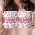 Personlig Toile De Jouy 11 oz keramisk kaffemugg med barnets namn titel och text födelsedag årsdag present till mamma mormor