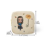 Bolsa de pana con nombre para toallas higiénicas Personalizada Flor de Nacimiento Personaje de dibujos animados Regalo diario para mujeres