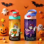 Henkilökohtainen Halloween-teema sarjakuvahahmon nimi 12 oz eristetty vesipullo, jossa on olki ja roiskesuojattu kansi Halloween Party pojille tytöille