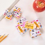 Henkilökohtainen kynä koostumus kirja Design Hair Bow Clip nimi ja kortti hiukset lisävaruste Takaisin kouluun ensimmäinen päivä lastentarha lahja tytöille