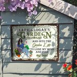 Personalized Retro Garden Cartoon Character Metal Sign with Name Garden Decor Housewarming Birthday Gift for Grandma Mom Gardening Lover