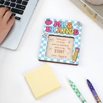 Personalised Checkered Composition Book Design Sticky Note Holder Set with Text Back to School Appreciation Teacher's Day Gift for Teachers